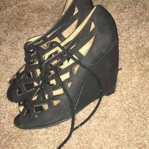mia amore wedges, black, lace up